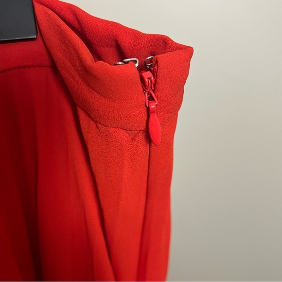1. State Coral Red Pleated Midi Skirt Size 10 Classic Modern Feminine Elegant - Picture 3 of 10
